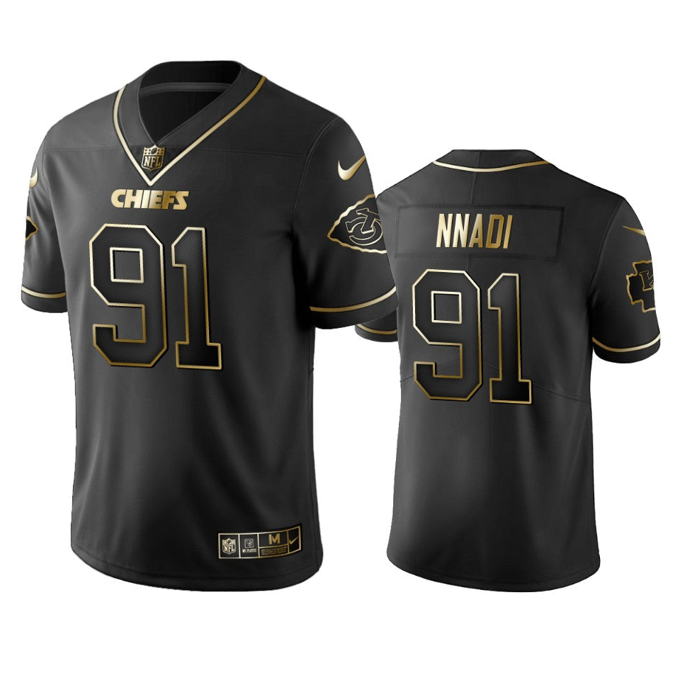 Nfl 100 Commercial Derrick Nnadi Kansas City Chiefs Black Golden Edition Vapor Untouchable Limited Jersey Mens