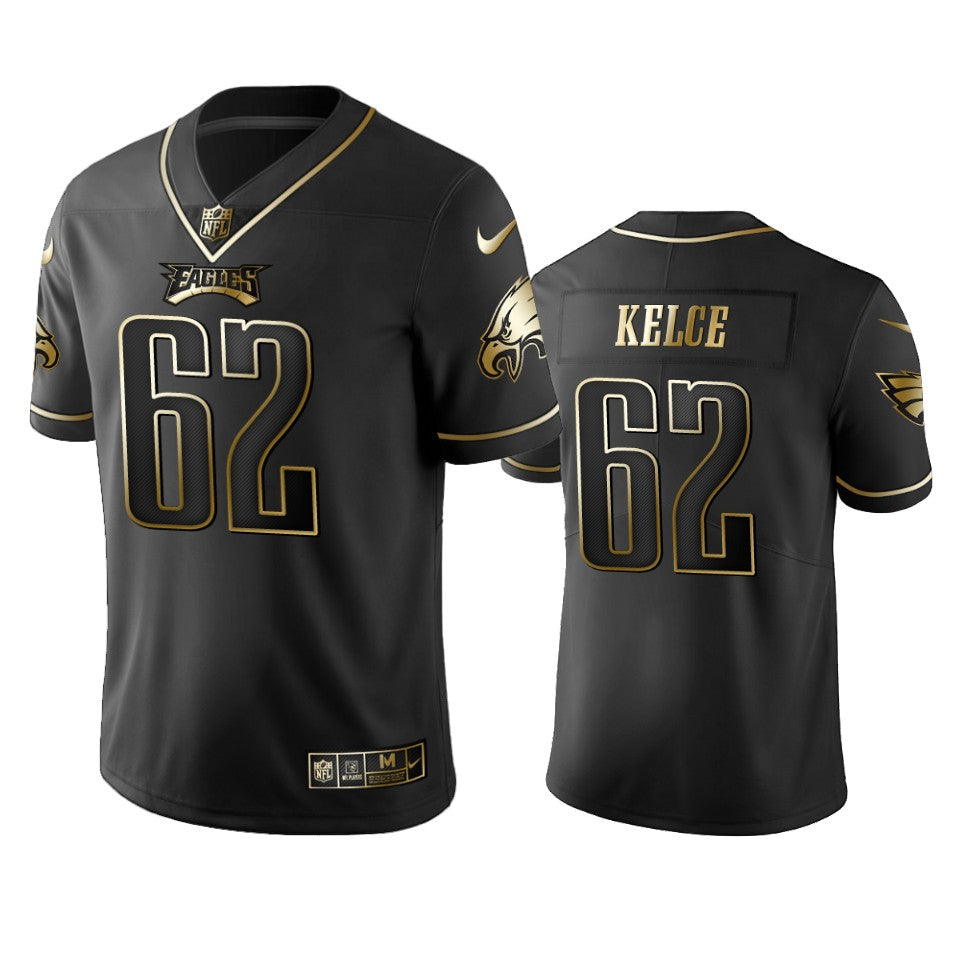 Nfl 100 Commercial Jason Kelce Philadelphia Eagles Black Golden Edition Vapor Untouchable Limited Jersey Mens
