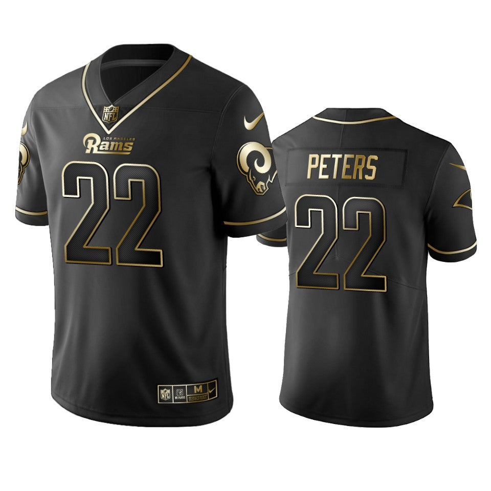 Nfl 100 Marcus Peters Los Angeles Rams Black Golden Edition Vapor Untouchable Limited Jersey Mens