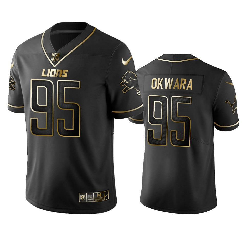 Nfl 100 Romeo Okwara Detroit Lions Black Golden Edition Vapor Untouchable Limited Jersey Mens