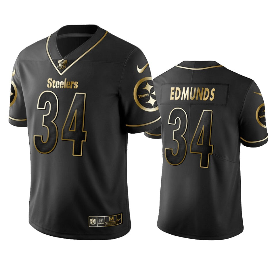 Nfl 100 Terrell Edmunds Pittsburgh Steelers Black Golden Edition Vapor Untouchable Limited Jersey Mens