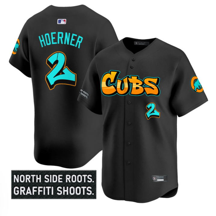 Nico Hoerner Jersey #2 Chicago Cubs Graffiti North Side Edition Stitched Black