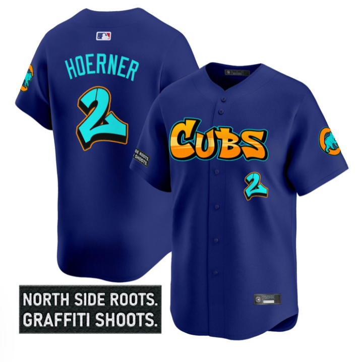 Nico Hoerner Jersey #2 Chicago Cubs Graffiti North Side Edition Stitched White