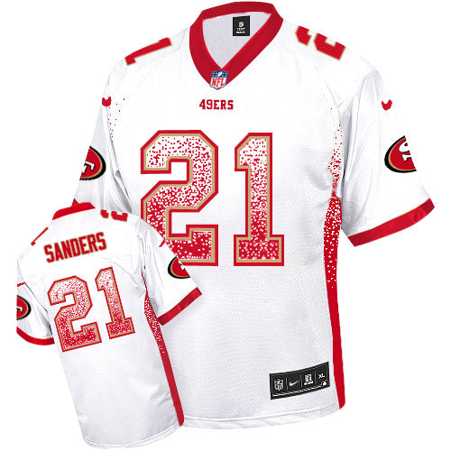Nike 49ers 21 Deion Sanders White Mens Stitched Nfl Elite Drift Fashion Jersey