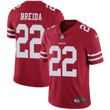 Nike 49ers 22 Matt Breida Red Team Color Mens Stitched Nfl Vapor Untouchable Limited Jersey