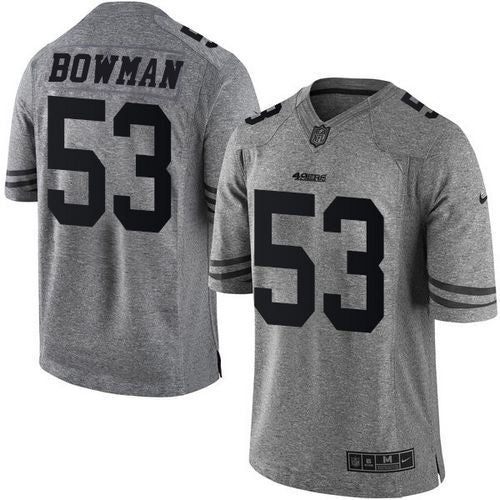 Nike 49ers 53 Navorro Bowman Gray Mens Stitched Nfl Limited Gridiron Gray Jersey