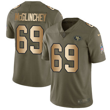 Nike 49ers 69 Mike Mcglinchey Olive Gold Mens Stitched Nfl Limited 2017 Salute To Service Jersey