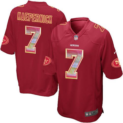 Nike 49ers 7 Colin Kaepernick Red Team Color Mens Stitched Nfl Limited Strobe Jersey