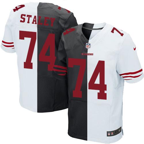 Nike 49ers 74 Joe Staley Black White Mens Stitched Nfl Elite Split Jersey