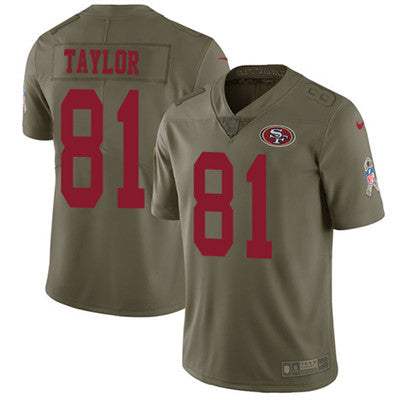 Nike 49ers 81 Trent Taylor Olive Mens Stitched Nfl Limited 2017 Salute To Service Jersey