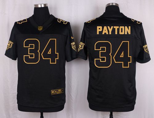 Nike Bears 34 Walter Payton Black Mens Stitched Nfl Elite Pro Line Gold Collection Jersey