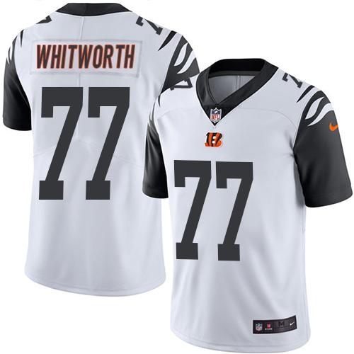 Nike Bengals 77 Andrew Whitworth White Mens Stitched Nfl Limited Rush Jersey