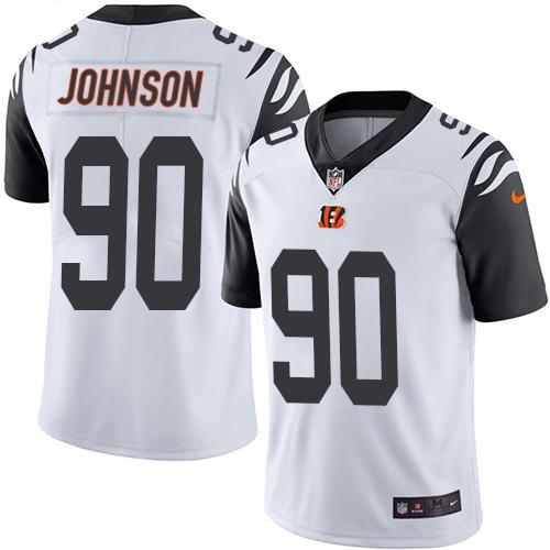 Nike Bengals 90 Michael Johnson White Mens Stitched Nfl Limited Rush Jersey