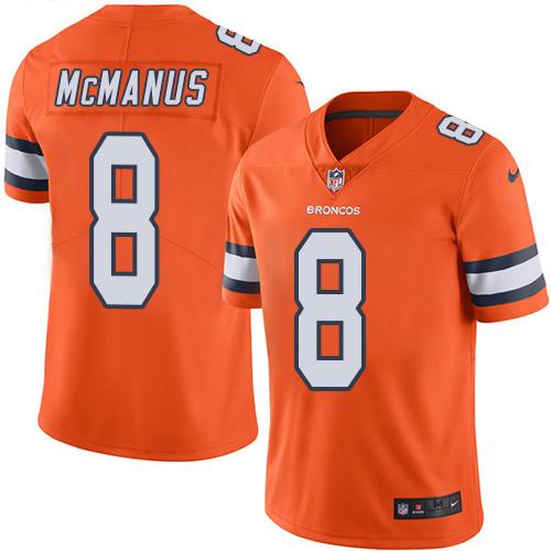 Nike Broncos 8 Brandon Mcmanus Orange Mens Stitched Nfl Limited Rush Jersey