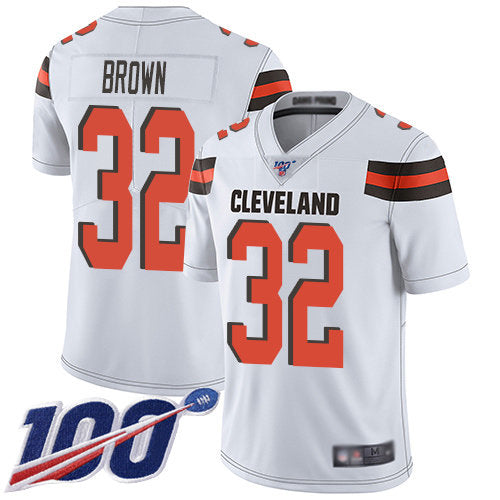 Nike Browns 32 Jim Brown White Mens Stitched Nfl 100th Season Vapor Limited Jersey