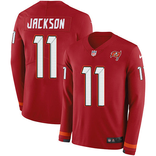 Nike Buccaneers 11 Desean Jackson Red Team Color Mens Stitched Nfl Limited Therma Long Sleeve Jersey