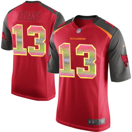 Nike Buccaneers 13 Mike Evans Red Team Color Mens Stitched Nfl Limited Strobe Jersey