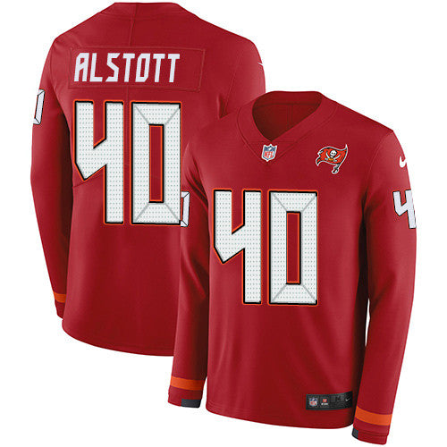 Nike Buccaneers 40 Mike Alstott Red Team Color Mens Stitched Nfl Limited Therma Long Sleeve Jersey