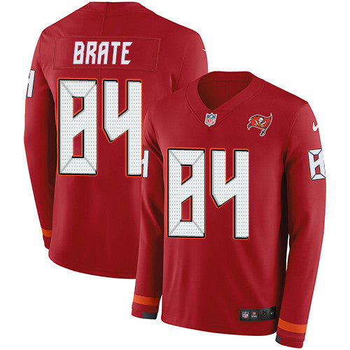Nike Buccaneers 84 Cameron Brate Red Team Color Mens Stitched Nfl Limited Therma Long Sleeve Jersey