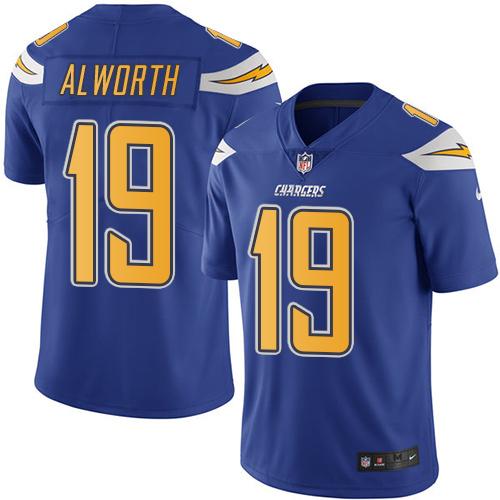 Nike Chargers 19 Lance Alworth Electric Blue Mens Stitched Nfl Limited Rush Jersey