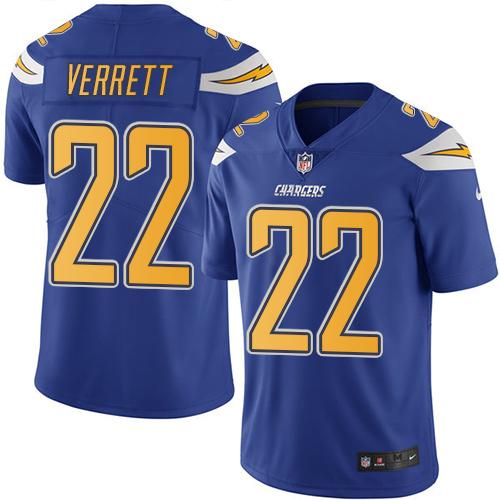 Nike Chargers 22 Jason Verrett Electric Blue Mens Stitched Nfl Limited Rush Jersey