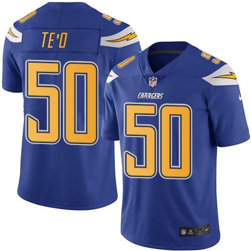 Nike Chargers 50 Manti Teo Electric Blue Mens Stitched Nfl Limited Rush Jersey