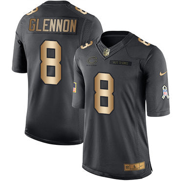 Nike Chicago Bears 8 Mike Glennon Black Mens Stitched Nfl Limited Gold Salute To Service Jersey