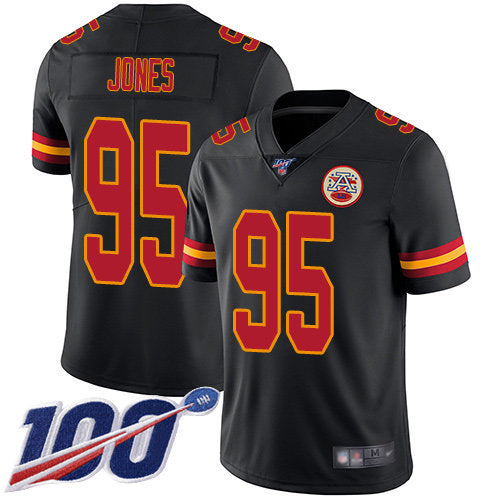 Nike Chiefs 95 Chris Jones Black Mens Stitched Nfl Limited Rush 100th Season Jersey