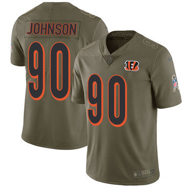 Nike Cincinnati Bengals 90 Michael Johnson Olive Mens Stitched Nfl Limited 2017 Salute To Service Jersey