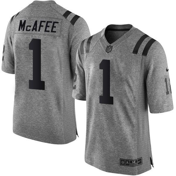 Nike Colts 1 Pat Mcafee Gray Mens Stitched Nfl Limited Gridiron Gray Jersey