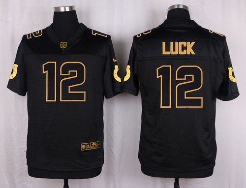 Nike Colts 12 Andrew Luck Black Mens Stitched Nfl Elite Pro Line Gold Collection Jersey
