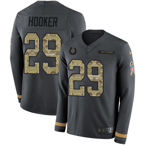Nike Colts 29 Malik Hooker Anthracite Salute To Service Mens Stitched Nfl Limited Therma Long Sleeve Jersey