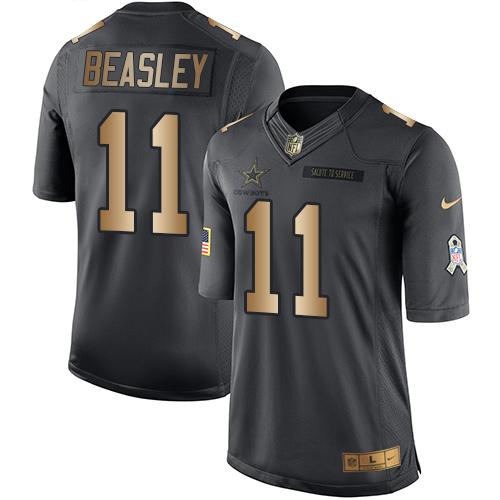 Nike Cowboys 11 Cole Beasley Black Mens Stitched Nfl Limited Gold Salute To Service Jersey