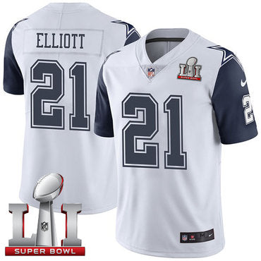 Nike Cowboys 21 Ezekiel Elliott White Stitched Nfl Super Bowl Li 51 Limited Rush Jersey