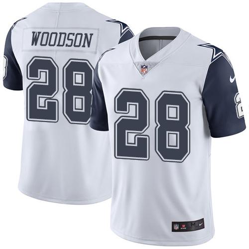 Nike Cowboys 28 Darren Woodson White Mens Stitched Nfl Limited Rush Jersey