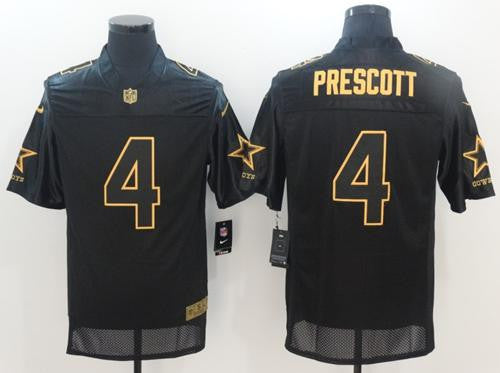 Nike Cowboys 4 Dak Prescott Black Mens Stitched Nfl Elite Pro Line Gold Collection Jersey