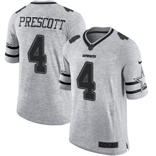 Nike Cowboys 4 Dak Prescott Gray Mens Stitched Nfl Limited Gridiron Gray Ii Jersey