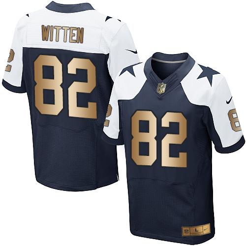 Nike Cowboys 82 Jason Witten Navy Blue Thanksgiving Throwback Mens Stitched Nfl Elite Gold Jersey