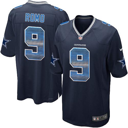 Nike Cowboys 9 Tony Romo Navy Blue Team Color Mens Stitched Nfl Limited Strobe Jersey