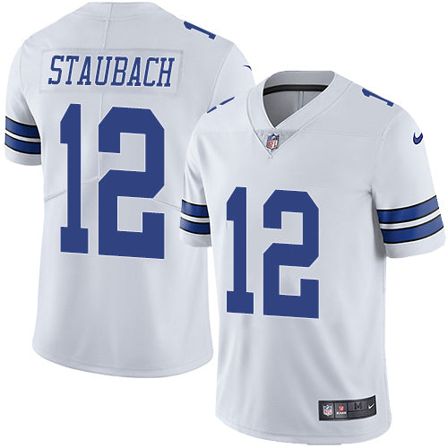 Nike Dallas Cowboys 12 Roger Staubach White Mens Stitched Nfl Vapor Untouchable Limited Jersey