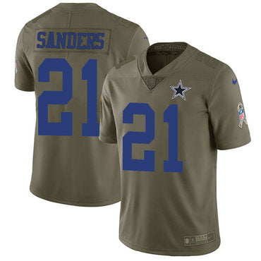 Nike Dallas Cowboys 21 Deion Sanders Olive Mens Stitched Nfl Limited 2017 Salute To Service Jersey