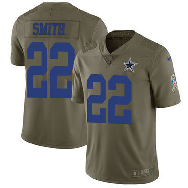Nike Dallas Cowboys 22 Emmitt Smith Olive Mens Stitched Nfl Limited 2017 Salute To Service Jersey