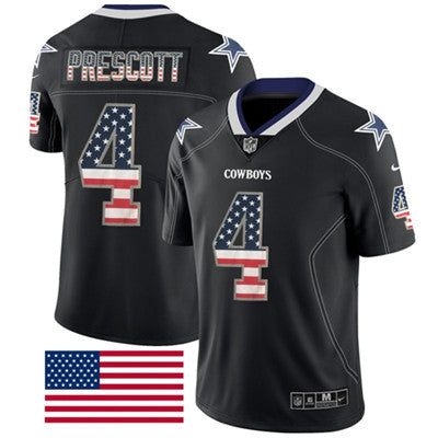 Nike Dallas Cowboys 4 Dak Prescott Black Mens Stitched Nfl Limited Rush Usa Flag Jersey