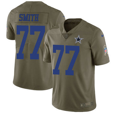 Nike Dallas Cowboys 77 Tyron Smith Olive Mens Stitched Nfl Limited 2017 Salute To Service Jersey