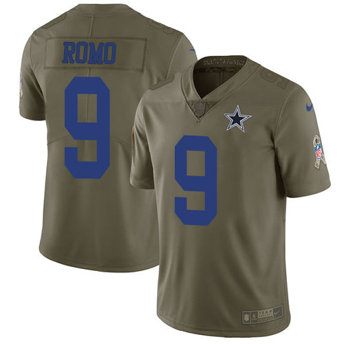 Nike Dallas Cowboys 9 Tony Romo Olive Mens Stitched Nfl Limited 2017 Salute To Service Jersey