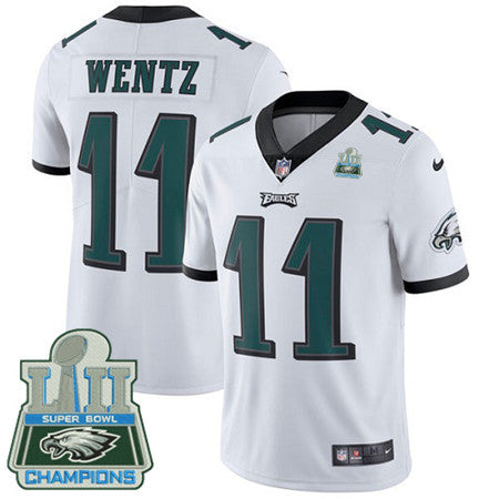 Nike Eagles 11 Carson Wentz White Super Bowl Lii Champions Mens Stitched Nfl Vapor Untouchable Limited Jersey