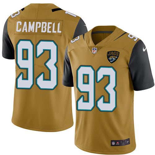 Nike Jacksonville Jaguars 93 Calais Campbell Gold Mens Stitched Nfl Limited Rush Jersey