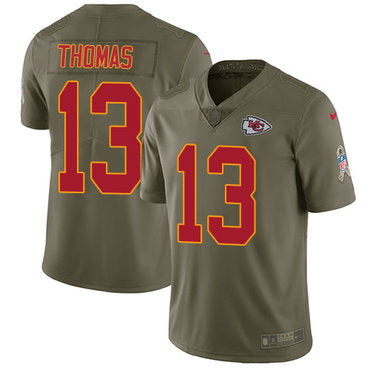 Nike Kansas City Chiefs 13 Deanthony Thomas Olive Mens Stitched Nfl Limited 2017 Salute To Service Jersey