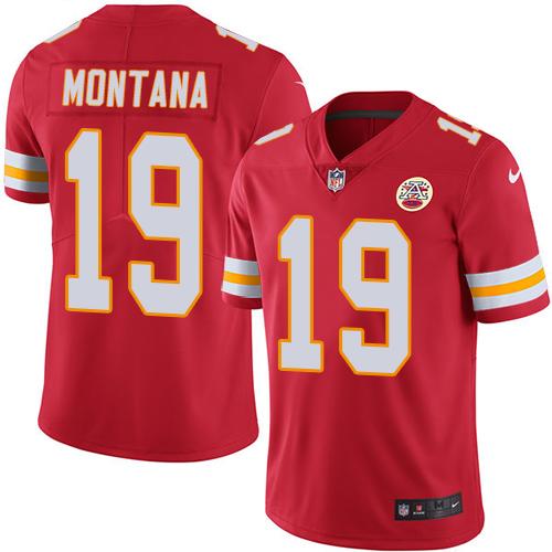 Nike Kansas City Chiefs 19 Joe Montana Red Team Color Mens Stitched Nfl Vapor Untouchable Limited Jersey