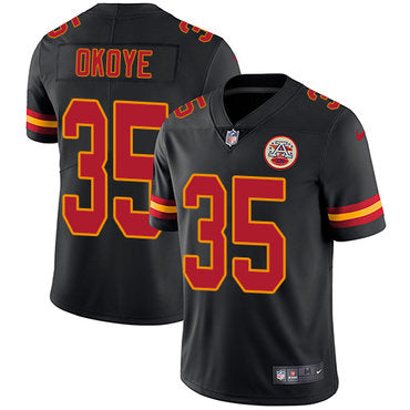 Nike Kansas City Chiefs 35 Christian Okoye Black Mens Stitched Nfl Limited Rush Jersey